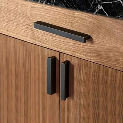 2pcs Black Aluminum Cabinet Handles -Cabinet Pulls ,Angled Solid Drawer Pulls With Mounting Screws For Kitchen Cabinets, Sleek Modern Design, Durable & Stylish, Kitchen Cabinet Pulls, Minimalist Design, Durable Construction