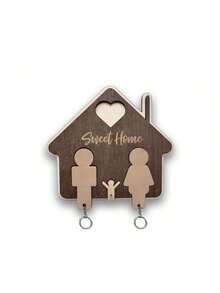 1个全新创意木质家庭钥匙扣，优质木质家用钥匙收纳架，专为日常整理和时尚家居装饰而设计，坚固耐用，适用于玄关、客厅或厨房，小巧精致的木质配件，是家庭必备用品的理想之选，也是理想的乔迁礼物，可靠耐用的木质工艺确保钥匙安全存放。 - 黑與白 - 查看 3