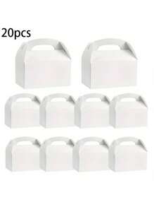 10/20PCS White Party Favor Treat Boxes, Goodie Gable Paper Gift Boxes With Handles. Perfect For Wedding,White Gable Therapy Box Party Favor Box Candy Cookies Candy Toys Birthday Party Wedding Shower Holiday , Birthday, Graduation, Shower(6.3x3.5x3.5inch)