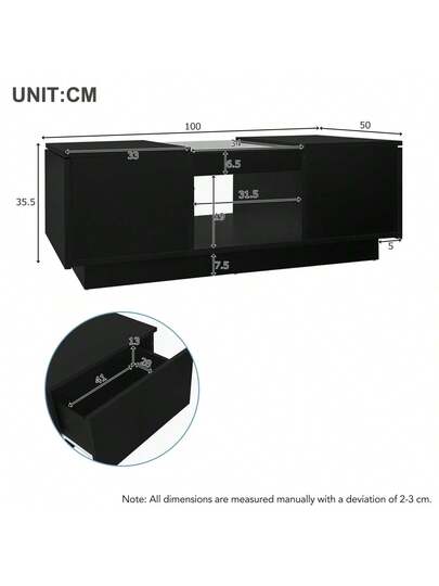 Coffee Tafel Drawers, Open Compartment, LED Lighting, Functionality view 4