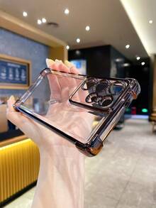 1pc Electroplated Anti-Fall Phone Case, Compatible With Samsung Galaxy/Infinix/Redmi/OPPO/VIVO/Realme - Black - View 6