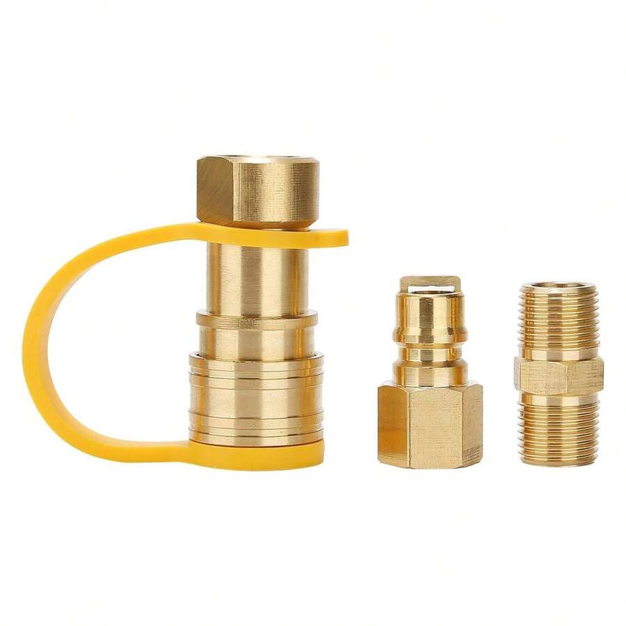 Conectores rápidos de gas natural de 3/8 pulgadas, kit de desconexión rápida de manguera de gas LP/propano, adaptador de conector rápido para parrilla de gas - Multicolor - Ver 1