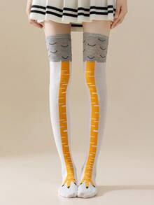 1 Pair Of Women's Sweat-Absorbing And Breathable Spring And Autumn Fun Chicken Claw Socks Suitable For Dating Parties And Funny Occasions Suitable For Students JK Suit Long Calf Socks Beautiful Leg Socks, Y2k, Cozy - Multicolor - View 14