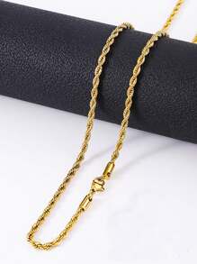 1pc Stainless Steel Punk Style Twist Chain Necklace, Unisex, Suitable For Daily Wear, Gift For Holidays