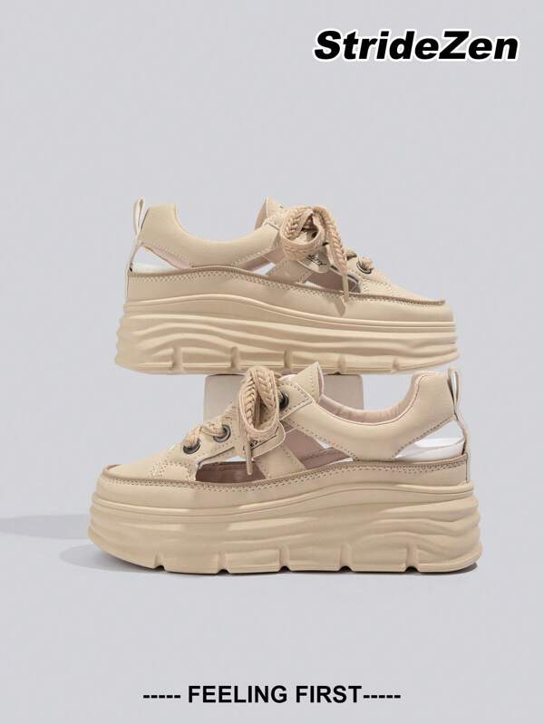 Outdoor Comfortable Breathable Simple Low-Top Thick Sole Athletic Sneakers