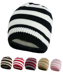 男女通用条纹便帽，适合日常秋季穿着