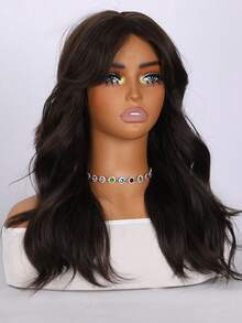 SMILCO 20 Inches, High-Temperature Silk Women's Wig, Dark Brown, Smooth A-Line Bangs, Rose Breathable Inner Layer With Glue-Free Design, Women's Wig, Suitable For Daily/Event Wear. - 黑棕色 - 查看 8