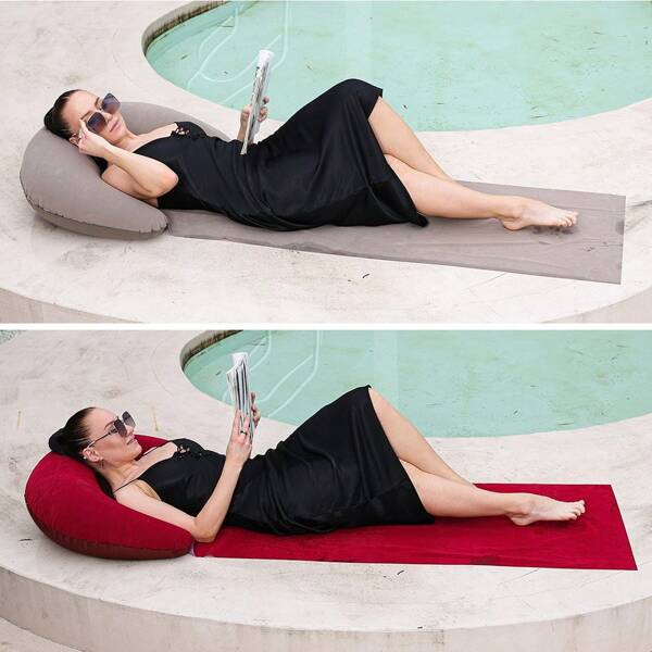 1pc Thickened Inflatable Beach Mat - Outdoor Camping Beach Mat - Single-Person Sleeping Pad, Convenient For Outdoor Use/Easy To Fold/Portable