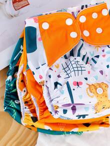 4 Packs Baby Cloth Diaper One Size Adjustable Washable Reusable For Baby Girls And Boys - Multicolor - View 4