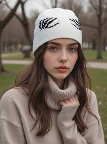 1 Peça Gorro de Malha com Caveira Masculino, Estilo de Rua Esqueleto Outfit de Outono