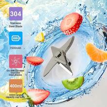 1 Portable Dual-Cup Electric Juicer, Blender, Mini Wireless Portable, Suitable For Home And Outdoor Travel, USB Charging, 6-Blade Gift Juicer, Multi-Functional Juicer, Kitchen Accessory - 彩色 - 查看 7