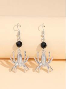 1 Pair Halloween Gothic Rhinestone Net Bat, Skull, Spider Stud Earrings For Women, Suitable For Holiday Costumes And Daily Wear