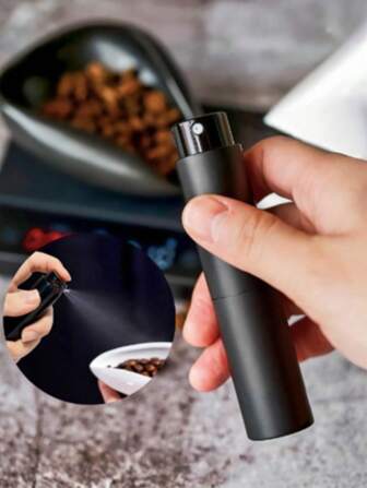 1pc Coffee Bean Anti-Static Metal Spray Bottle With Transparent Glass Inner Bottle, Hand-Crank Coffee Bean Grinder Powder Spray Pot, Travel Perfume Sprayer, Small Aftershave Sprayer, Suitable For Coffee Lovers, Applicable To Home, Office And Coffee Shops