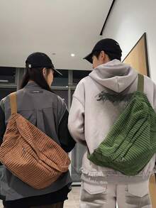 1 pieza Bolso bandolera para hombre: Bolso versátil minimalista unisex - Bolso de gran capacidad para el pecho de hombre - Mochila de marca de moda japonesa - Bolso de cintura/bandolera para estudiantes - Multicolor - Ver 7