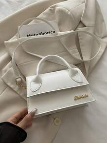 1pc Women's High-Quality Flap Large Capacity Square Handbag, Suitable For Shopping, Dating,  Shoulder Bag With Removable, Adjustable Strap, - White - View 11