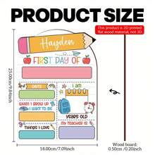 1pc, Customizable Back To School Decoration Board With Name, First Day Of School Date, Student Return Sign, First Day Clock, Apple, Colored Pencils, Flags, Scissors Design Wooden Back To School Gift, Back To School Season