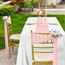 20pcs Gauze Bow Chair Covers, Satin Ribbon Chair Back Decorations For Wedding Aisle, Party, Event - Multicolor - View 9