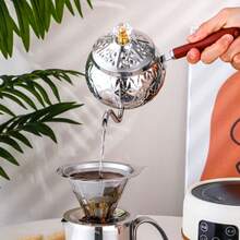 1pc Stainless Steel Mocha Pot, Household Coffee Pot, Teapot Cup, Double Valve Coffee Brewing Utensil, Outdoor Extraction Pot
