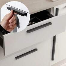 2pcs Black Aluminum Cabinet Handles -Cabinet Pulls ,Angled Solid Drawer Pulls With Mounting Screws For Kitchen Cabinets, Sleek Modern Design, Durable & Stylish, Kitchen Cabinet Pulls, Minimalist Design, Durable Construction - Black - View 4