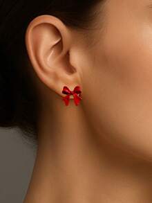 1 par de pendientes de lazo elegantes y geométricos para mujer, accesorios de joyería elegantes para ropa diaria. Pendientes de lazo dorados de Navidad, regalos navideños y de Año Nuevo. Pendientes de verano con diseño de lazo, accesorios de joyería para fiestas en la playa. - pendientes de lazo - Ver 21