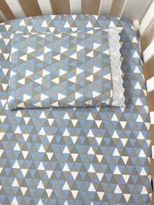 Laura Baby 2-Piece Sheet Set For American Standard Crib Or Mini Crib 100% Cotton - Blue Rhombus - View 2