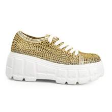 So Me Deirdre Chunky Rhinestone Vibrant Women's Festival Y2K Platform Sneakers  Y2K  Street   Holiday  School  Vacation  Party  Office    Spring / Summer - 金色 - 查看 3