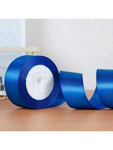 1/5pcs Colorful Gift Wrapping Ribbons, Satin Ribbons, Brocade Ribbons, Silk Ribbons, 4cm Wide, For Handmade Artificial Rose Flowers, Gift Packaging - Royal Blue - View 2