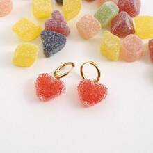Uworld Women's Sweet Candy Gummy Earrings Colorful Heart Starry Fashion Jewelry 18K Gold-Plated Stainless Steel For Daily Party