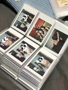 Black Card Photo Album Accordion Style DIY Foldable Mechanical 3D Book, Couples Graduation Gift, 3 Inch Instant Film Album, Star Card Holder, Back To School Season Decor Gift Set With 1 Rope, 1 Corner Sticker, Black & Pink Heart Arch Design For Anniversary/Holiday