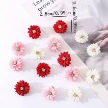 1 pièce/5 pièces/10 pièces Ensemble de barrettes à cheveux en fleurs en tissu, coiffe de mariée, accessoires pour cheveux en fleurs de couleur unie avec centre en strass, convient aux femmes, aux fêtes, aux rassemblements, à l'usage quotidien, à la décoration de fleurs d'Halloween, aux accessoires d'été, aux voyages, aux pinces à cheveux, aux pinces à cheveux, aux pinces à cheveux