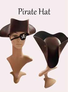1 pieza Sombrero de pirata de unicolor unisex, sombrero tricornio de marinero para fiesta de disfraces, actuación en el escenario, cosplay, gorra de capitán de moda