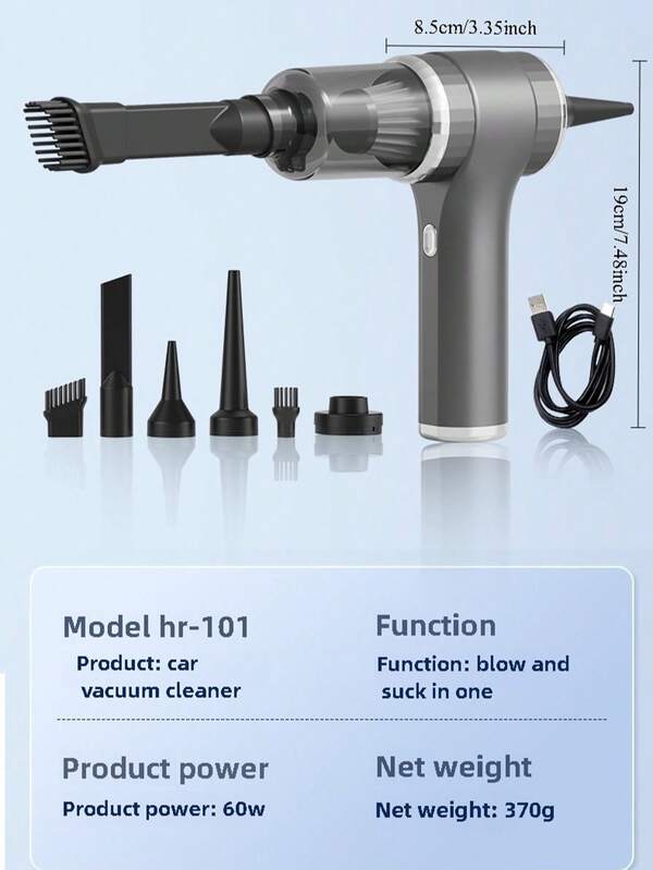 RAF Portable Cordless Vacuum Cleaner, High-Power Mini Vacuum Cleaner, 3000mAh Rechargeable Battery For Both Blowing And Suction, 3-In-1 Compressor, Blower, Handheld Brushless Motor, Suitable For Cleaning Tools In Cars, Homes, Offices, Camping, Computer Keyboards And Laptops
