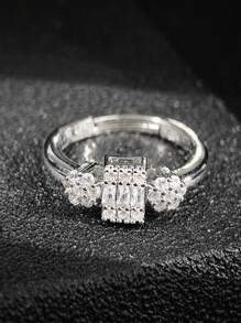 MOONSO 1pc Fashionable & Elegant Minimalist Zirconia Ring, Wedding & Party Gift