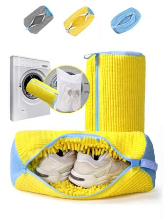 1pc Shoe Washing Machine Bags For Laundry&Dryer-Reusable Shoe Bags For Washing Machine With Premium Fluffy Lining, 360° Cleaning&Protection For Sneakers/Athletic Shoes/Delicate Footwear