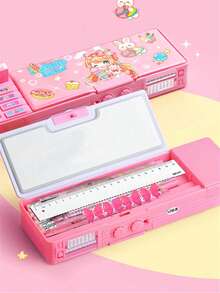 1pc Multi-Function Stationery Pouch With Password Lock, High-Tech Pen Case With Auto Double Layer, Surprise Gift For Girl/Girls , Back To School Gifts - Multicolor - View 10