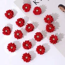 1 pièce/5 pièces/10 pièces Ensemble de barrettes à cheveux en fleurs en tissu, coiffe de mariée, accessoires pour cheveux en fleurs de couleur unie avec centre en strass, convient aux femmes, aux fêtes, aux rassemblements, à l'usage quotidien, à la décoration de fleurs d'Halloween, aux accessoires d'été, aux voyages, aux pinces à cheveux, aux pinces à cheveux, aux pinces à cheveux