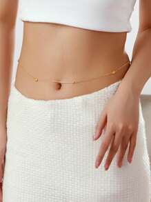 1pc Stainless Steel Fashionable Sexy Geometric Letter Body Chain Waist Chain, Suitable For Parties, Gatherings And Vacations