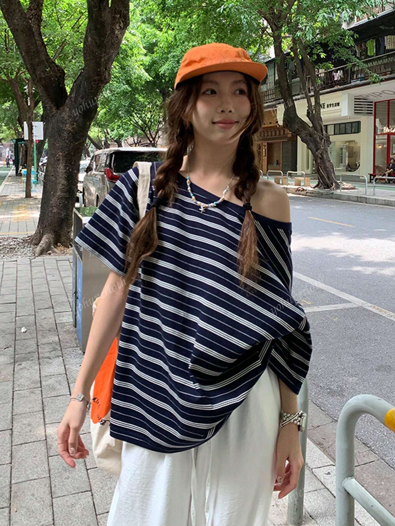 F14 STYLE Retro Stripe Asymmetric Tee image