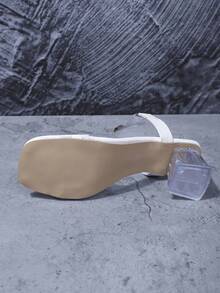 女士透明高跟鞋，纯色波西米亚休闲时尚假日前卫优雅夜店可爱性感铆钉嵌入式女士高跟凉鞋，适合海滩、派对、婚礼、办公室、家居、健身房、户外、夏季