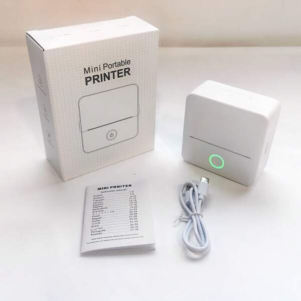 Impresora mini con papel no adhesivo, impresora térmica inalámbrica máquina de pegatinas adecuada para escuelas, impresión de fotos, notas de estudio, álbumes de recortes, diarios, regalos de cumpleaños