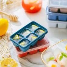 Eiswürfelformen in verschiedenen Farben: quadratische 6-Kavitäten Eiswürfelbereiter geeignet für Cocktails und Whisky, mit einfachem Entformen.