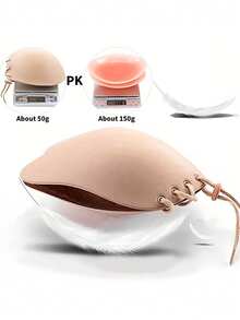 2件装（米色+黑色）翼形无背自粘文胸，提拉支撑，隐形无肩带，透气，适合搭配婚纱 - 彩色 - 查看 8