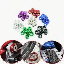 10Pcs/Set Bumper Fende Washers Engine Bay Dress Up Bolts Fasteners M6 JDM Fende Washer Kit-Red