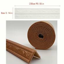 230cmx8cm Thicken 3D Pattern Embossed Foam Self-Adhesive Skirting Wall Sticker Waterproof Anti Dirt Soft Wall Decoration Lines