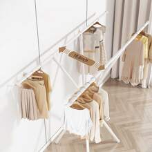 Séchoir à linge pliable et escamotable avec double tige réglable, convient pour l'intérieur/extérieur, le dortoir, le balcon pour accrocher les vêtements, les couvertures et la literie. Sèche-linge gain de place, sans installation de perçage, séchoir portable, design minimaliste