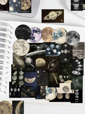 50 יחידות מדבקות וינטג' שמימיות כוכבים מסתוריים מדריך מחשב נייד טלפון כיסוי מזוודות סקייטבורד קסדה מדבקות דקורטיביות, עבור ציוד לבית הספר, חזרה לבית הספר