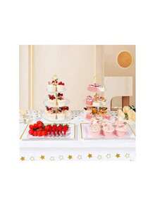 8PCS Cake Stand Set, Plastic Cupcake Stands With Gold Rim, Dessert Display Stands Set For Wedding Birthday Party Baby ShowerTea Party - 1 - 查看 2