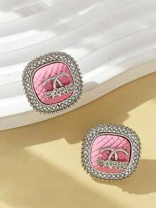 2 piezas Aretes con letra de rhinestone elegantes y de lujo, diseño personalizado, nueva colección 2025 - carta - Ver 14