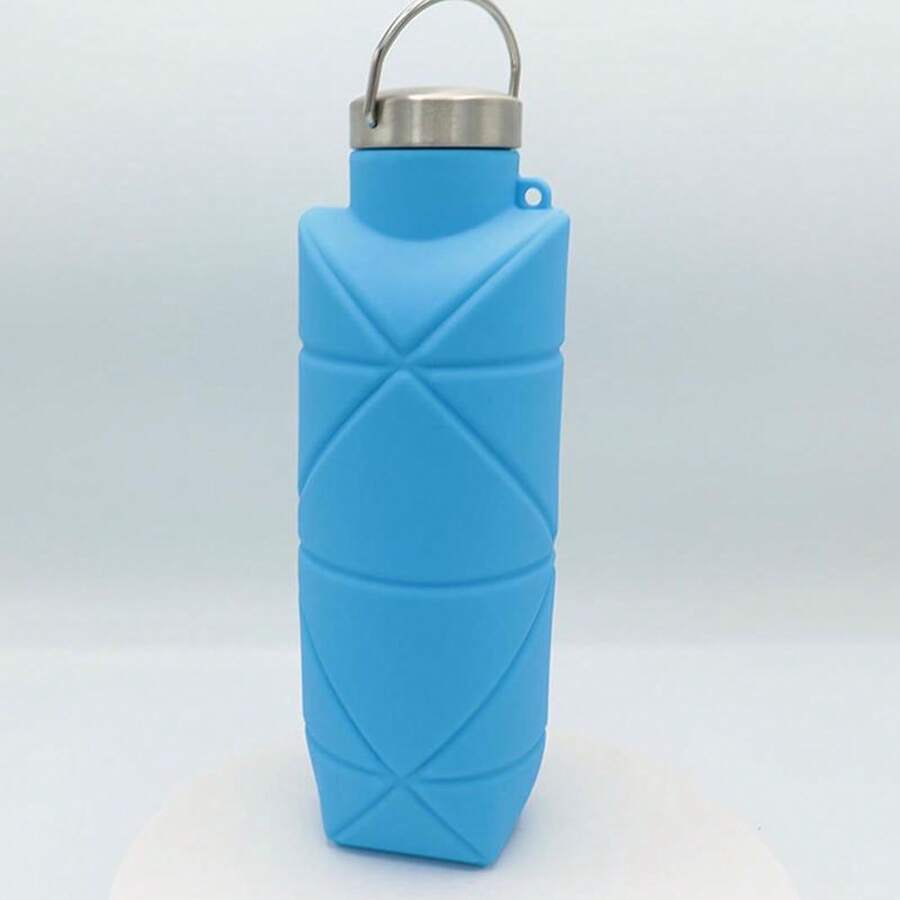 Adventure-Ready Collapsible Silicone Bottle: Leakproof 3-In-1 Cup/Mug/Drinkware - Ergonomic Handle & 3-Second Fold Tech For Hiking/Camping/Travel - Dishwasher-Safe Lightweight Essential (0.2lb) # 8 - Light Blue - 查看 1