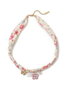1pc Beach Vacation Leisure Style Colorful Ribbon Marine Life Tropical Flowers Palm Tree Shell Star Pendant Women's Necklace, Electroplated 18K Gold Waterproof And Sweat Proof, Suitable For Daily Wear And Use, Women's Jewelry, Women's Accessories, Suitable For Giving To Wives, Mothers, Girlfriends
